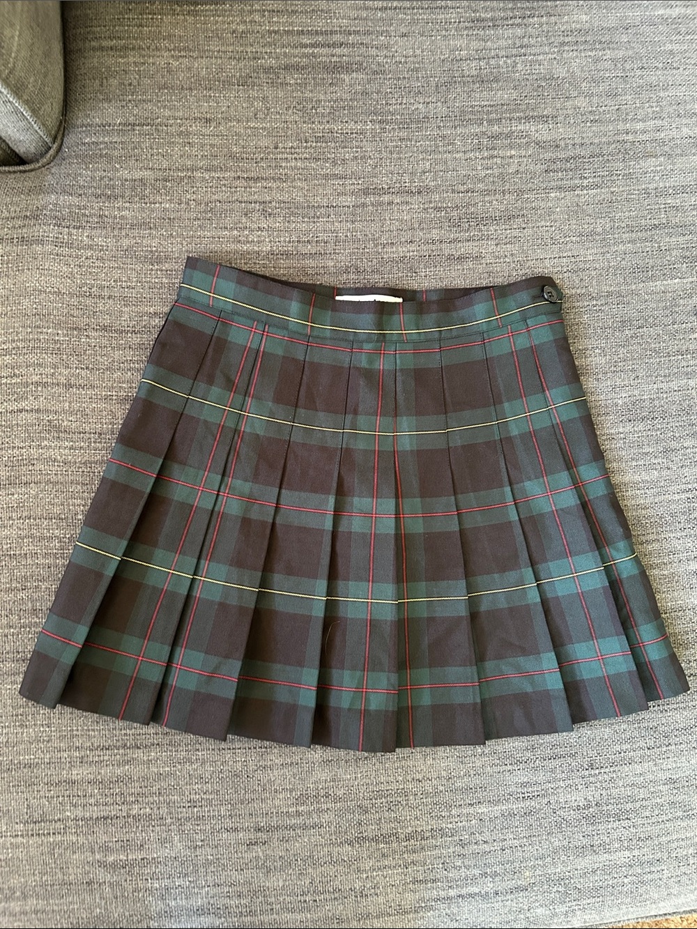 American Apparel Pleated Tartan Plaid Pleated Mini Skirt, Green/Black, XS, NWOT